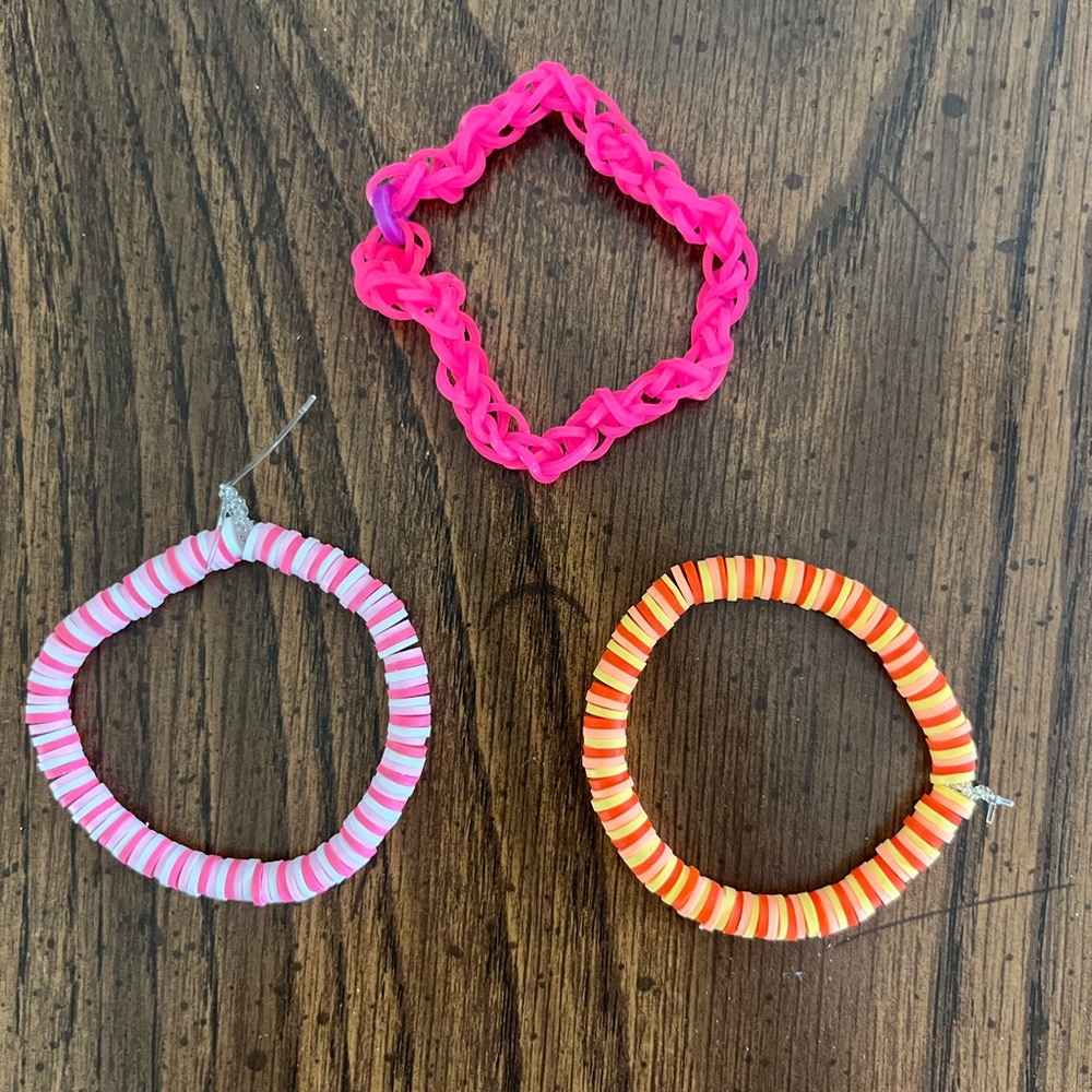 FREE WITH PURCHASE Handmade disk bead bracelets pink orange clay disks